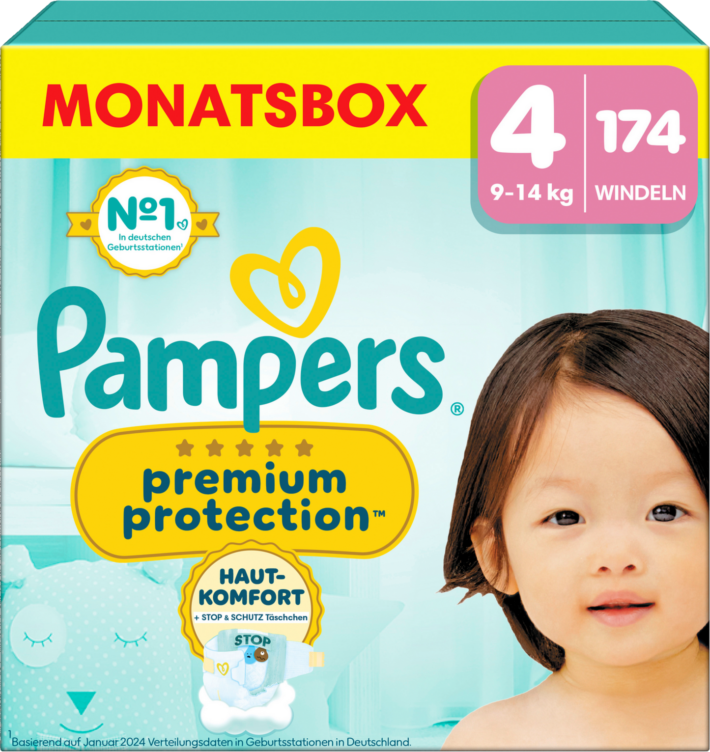 Pampers Premium Protection Gr. 4 Maxi 9-14kg (174 STK) Monatsbox