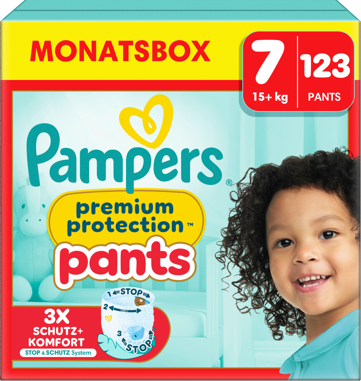 Pampers Premium Protection Pants Gr.7 XXL 15+kg (123 STK) Monatsbox
