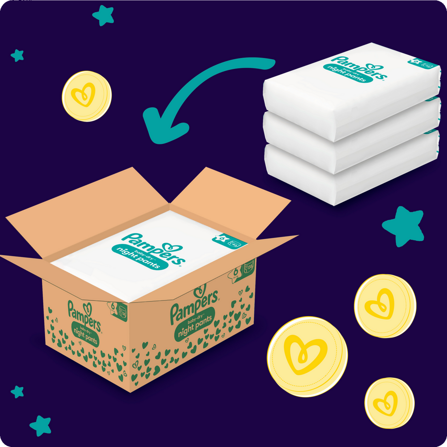 Pampers Baby-Dry Night Pants T6 XL 15+kg Box (138 pz)