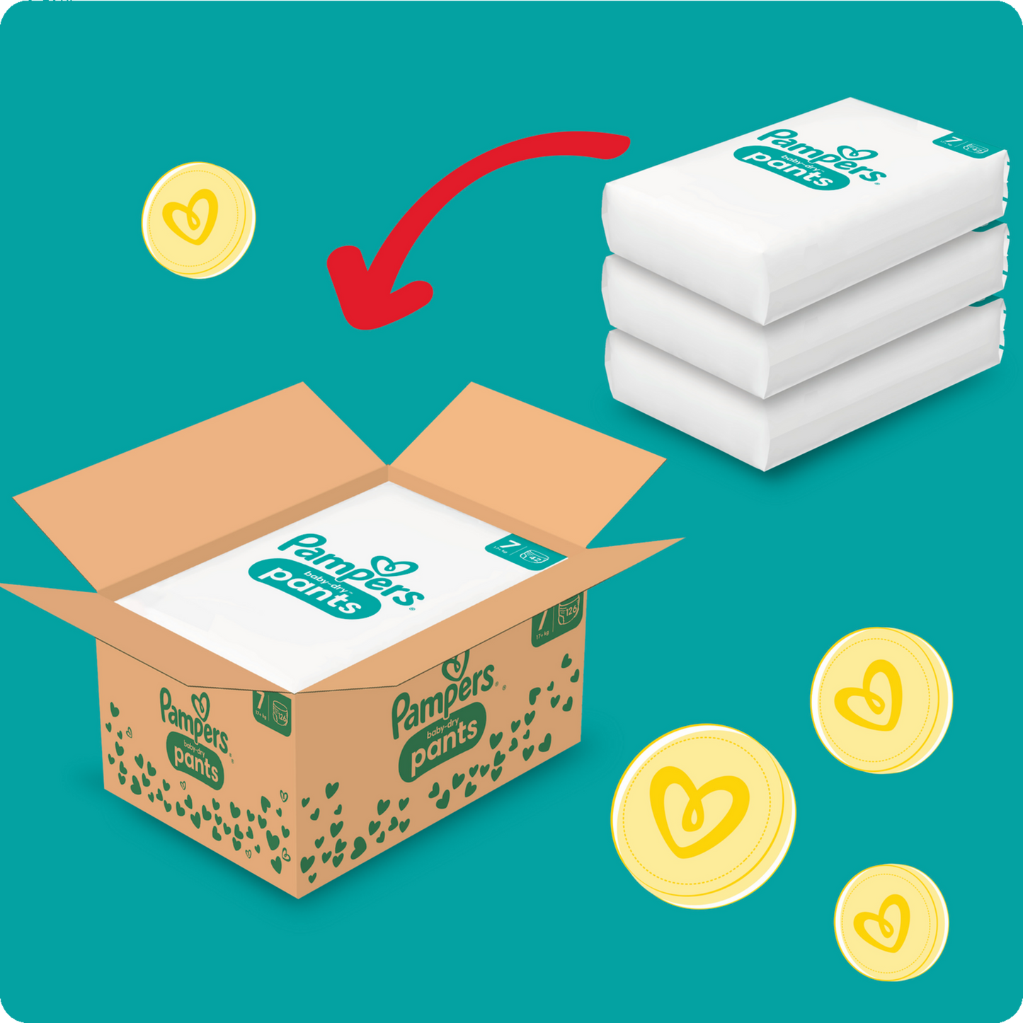 Pampers Baby Dry Pants T7 XXL 17+ Kg Box (126 pz)