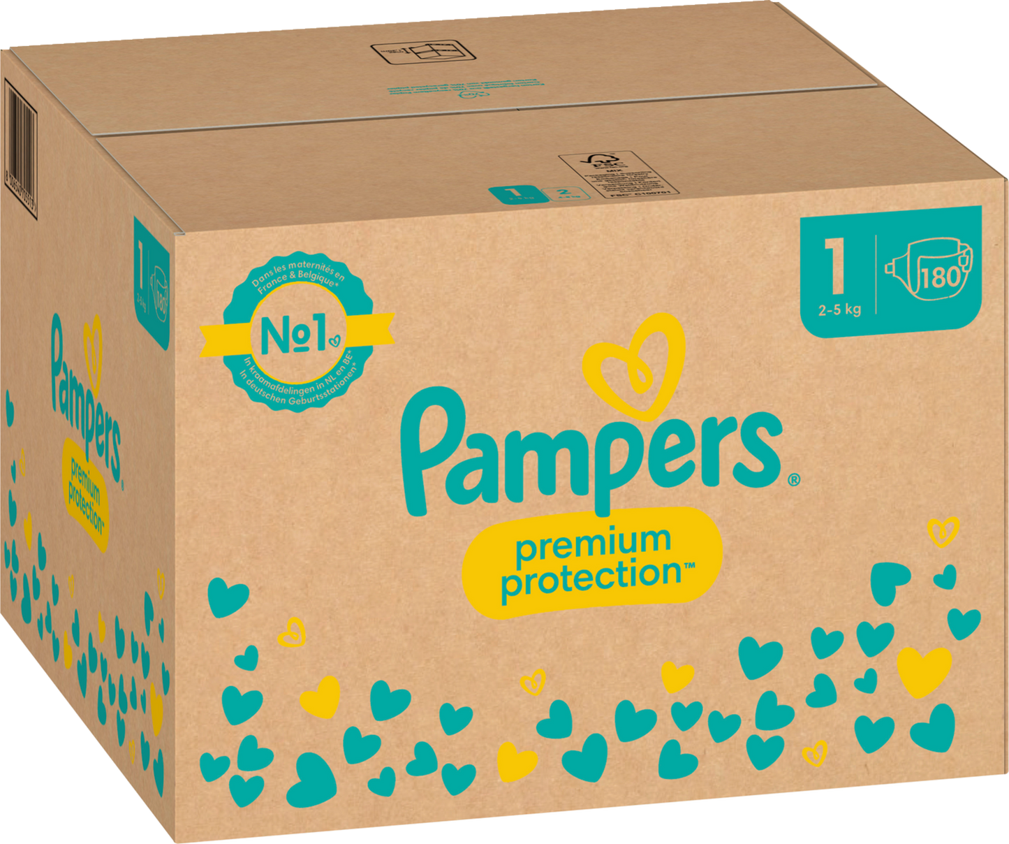 Pampers Premium Protection T1 Newborn 2-5 Kg Box (180 pz)