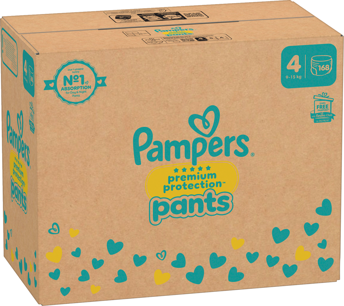 Pampers Premium Protection Pants T4 Maxi 9-15 Kg Box (168 pz)