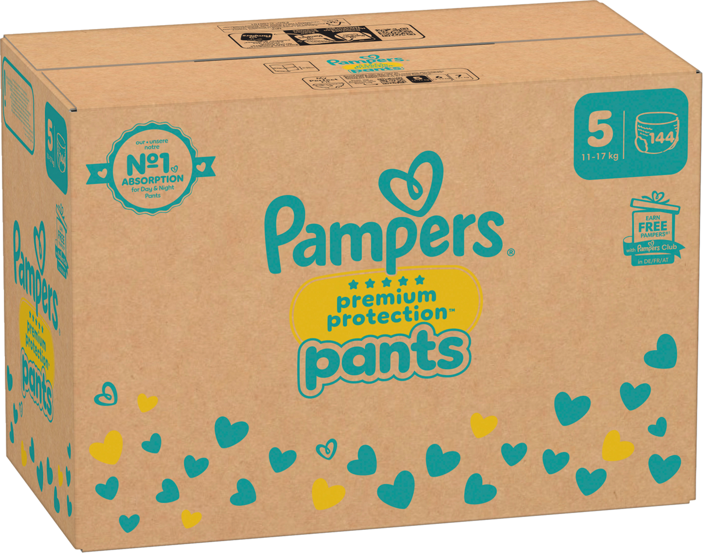 Pampers Premium Protection Pants T5 Junior 12-17 Kg Box (144 pz)