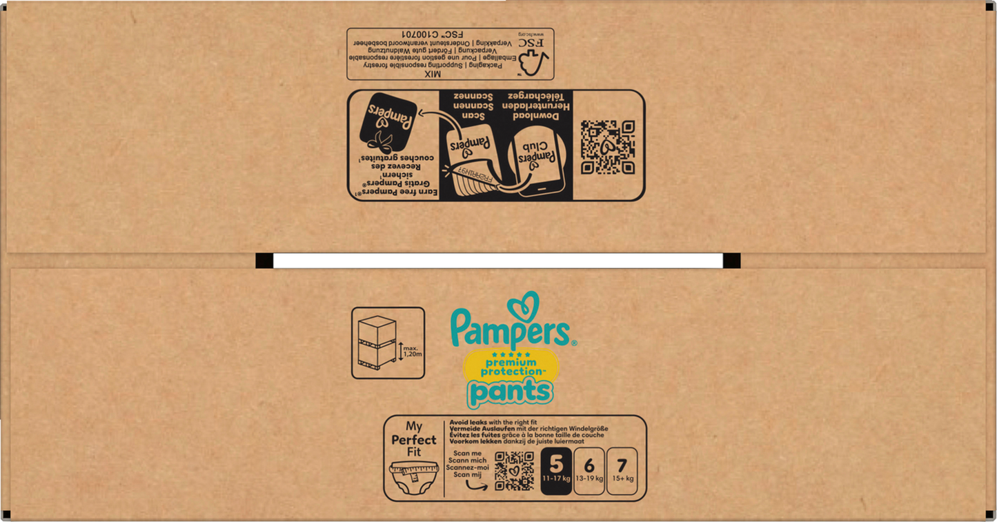 Pampers Premium Protection Pants T5 Junior 12-17 Kg Box (144 pz)