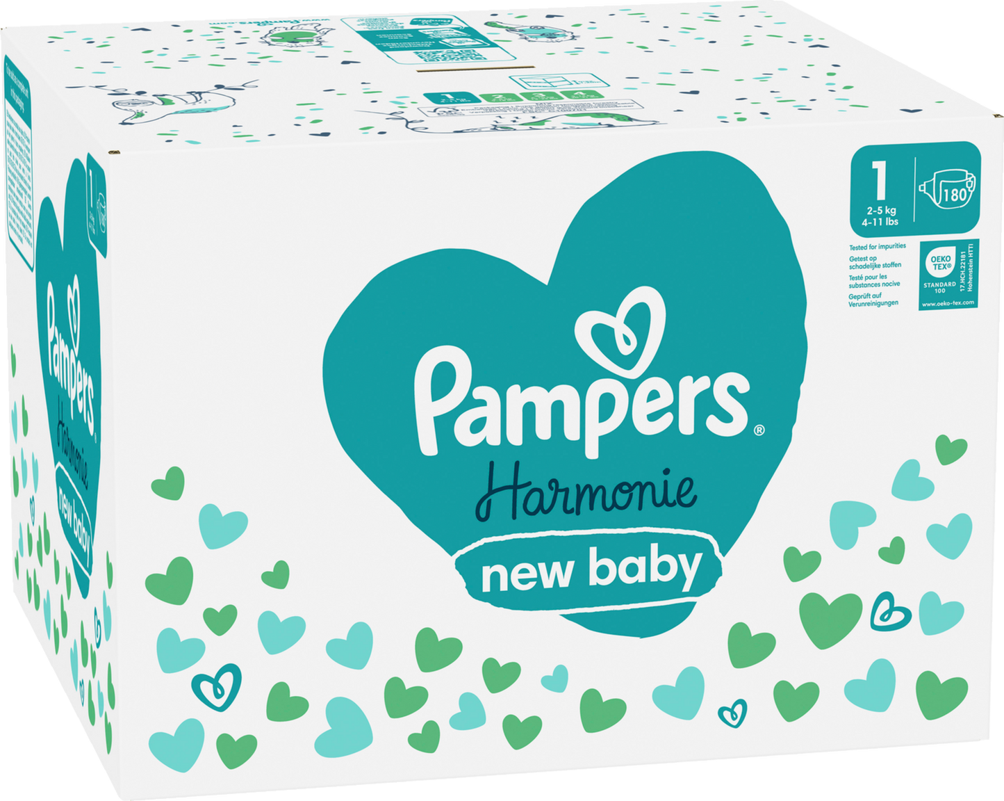 Pampers Harmonie T1 Newborn 2-5 Kg Box (180 pz)