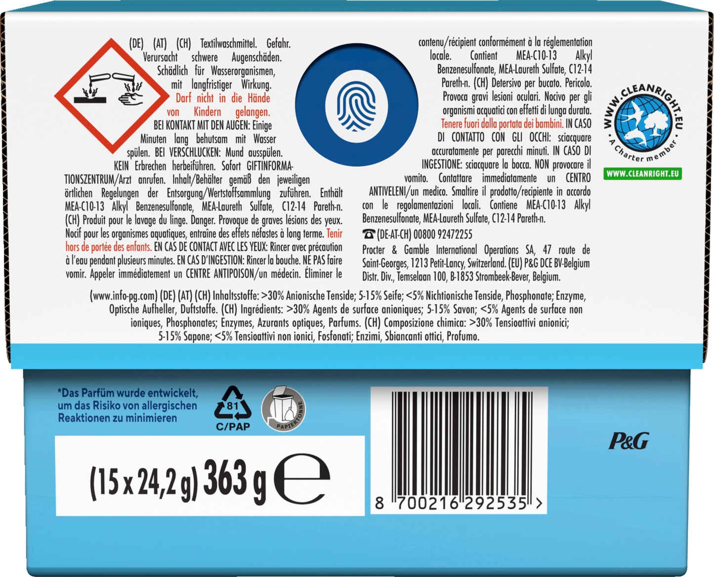 Lenor All-in-1 Pods Sensitive 15 Lavaggi