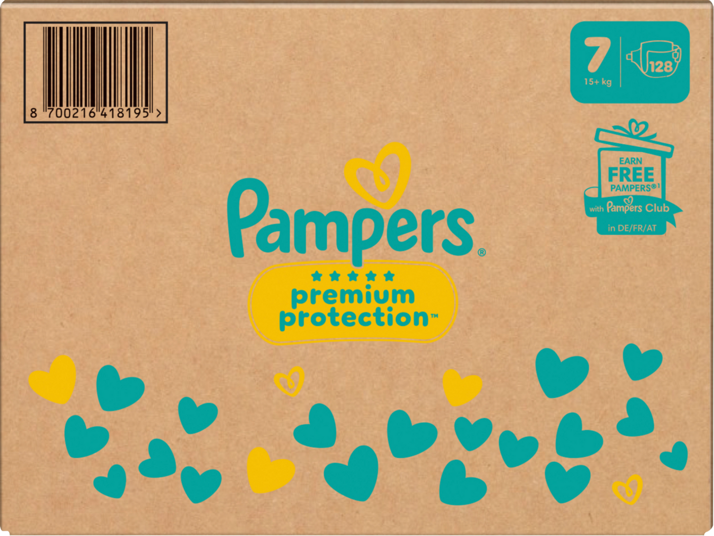 Pampers Premium Protection T7 XXL 15+kg Box (128 pz)
