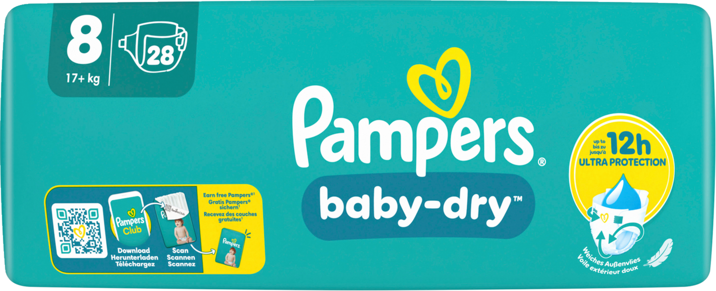 Pampers Baby Dry T8 XL Plus 17+ Kg (4x28 pz)