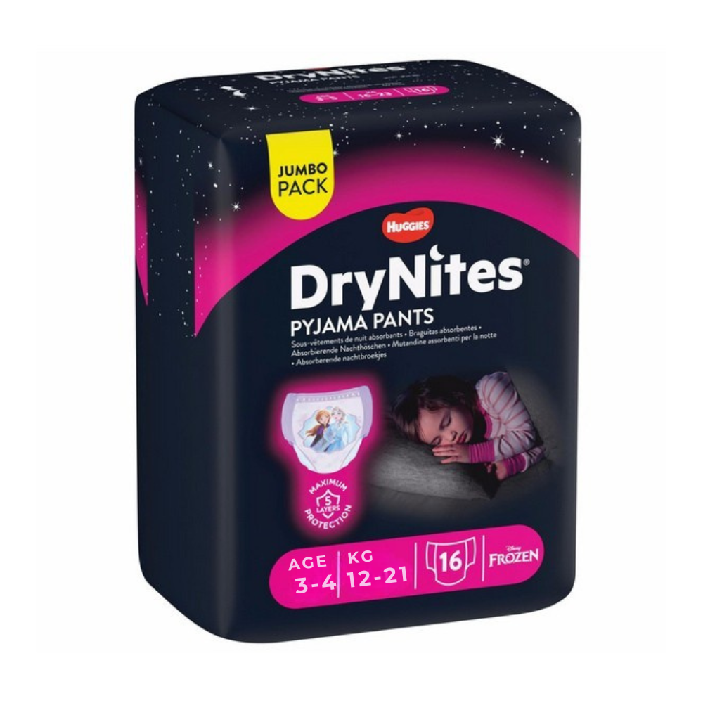 Huggies DryNites® Pyjama Pants Girl 3-4 anni (12-21 kg) 16 pz