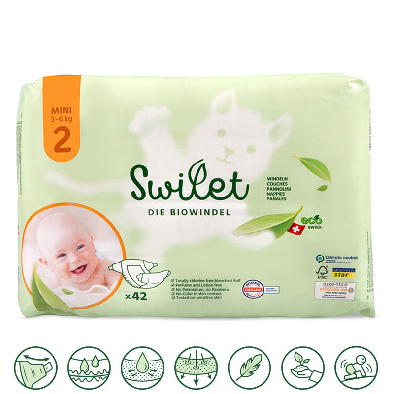 Swilet - Pannolino Bio T2 Mini 3-6Kg (42 pz) Sacchetto