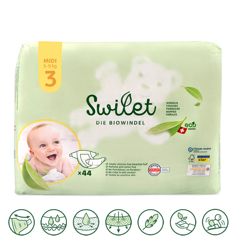 Swilet - Pannolino Bio T3 Midi 5-9Kg (44 pz) Sacchetto