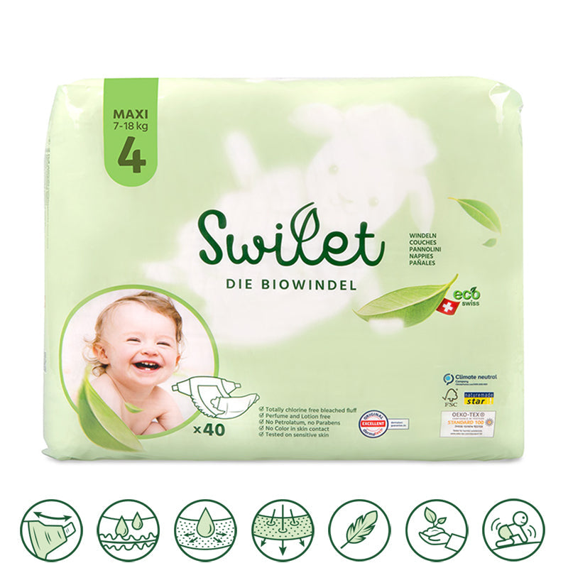 Swilet - Pannolino Bio T4 Maxi 7-18Kg (12x 40 pz) Cartone Doppio