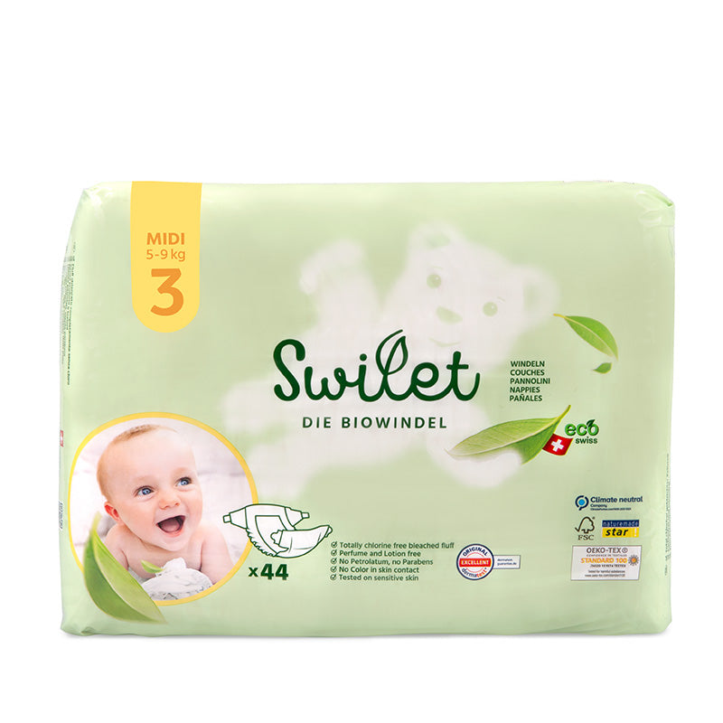 Swilet - Pannolino Bio T3 Midi 5-9Kg (12x 44 pz) Cartone Doppio