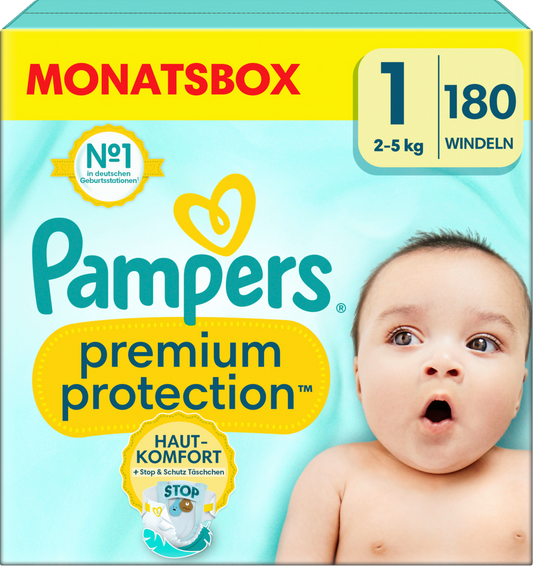 Pampers Premium Protection Gr.1 Newborn 2-5kg (180 STK) Monatsbox