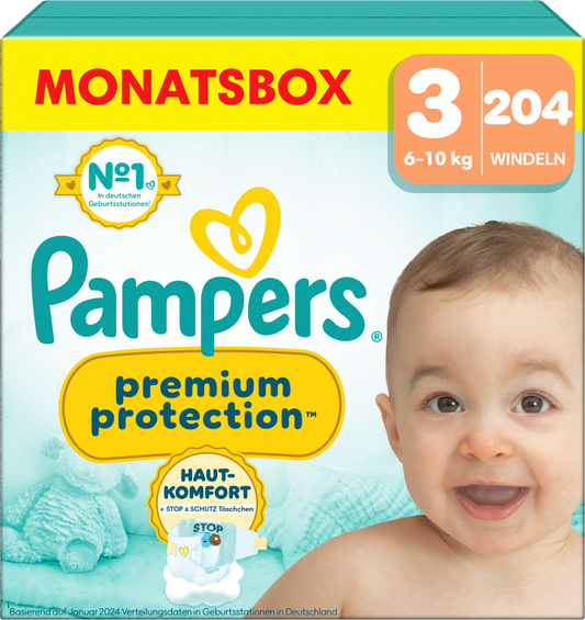 Pampers Premium Protection Gr.3 Midi 6-10kg (204 STK) Monatsbox