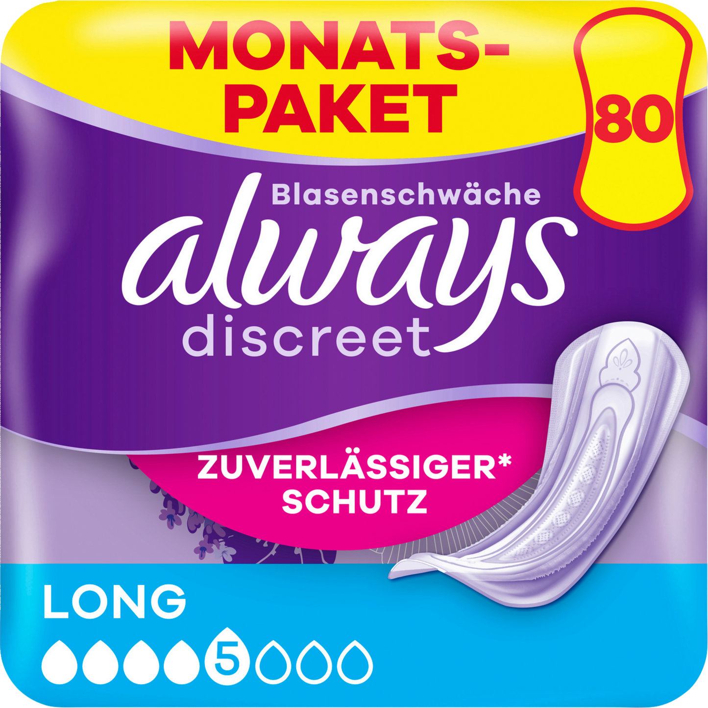 Always Discreet Assorbenti Per Incontinenza Long (80 pz) Confezione Mensile