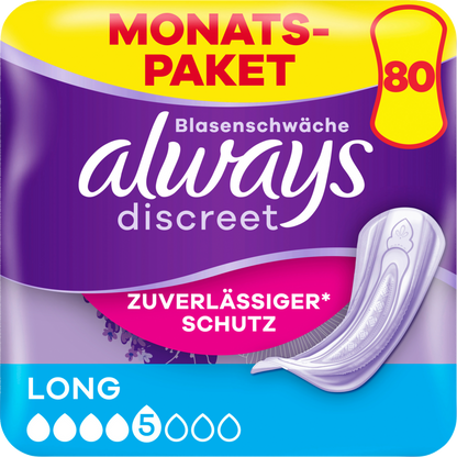 Always Discreet Assorbenti Per Incontinenza Long (80 pz) Confezione Mensile