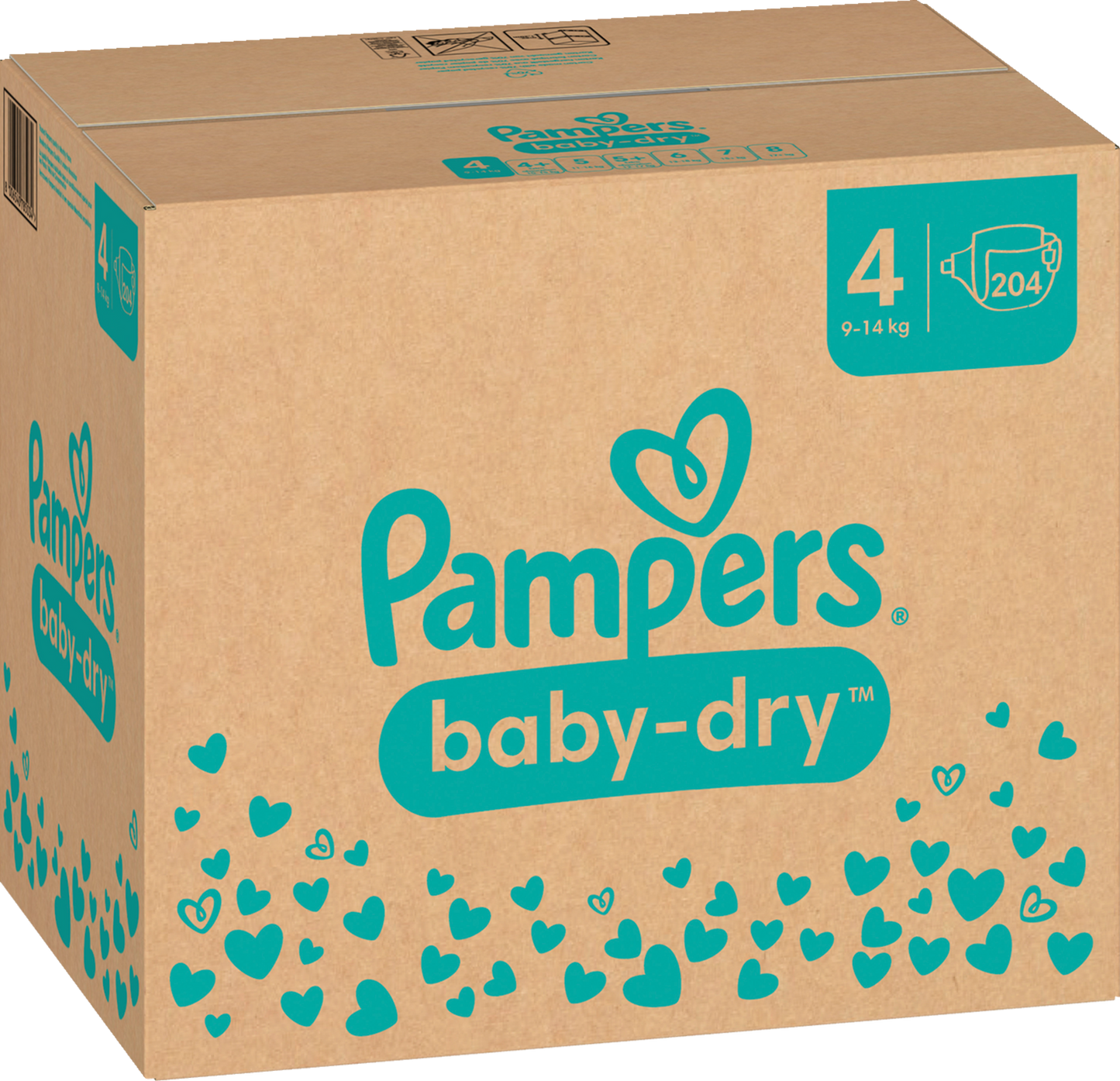 Pampers Baby Dry T4 Maxi 9-14 Kg Box (204 pz)