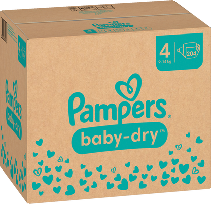 Pampers Baby Dry T4 Maxi 9-14 Kg Box (204 pz)