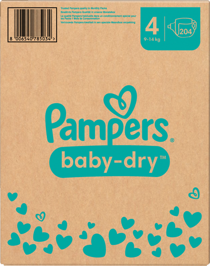 Pampers Baby Dry T4 Maxi 9-14 Kg Box (204 pz)