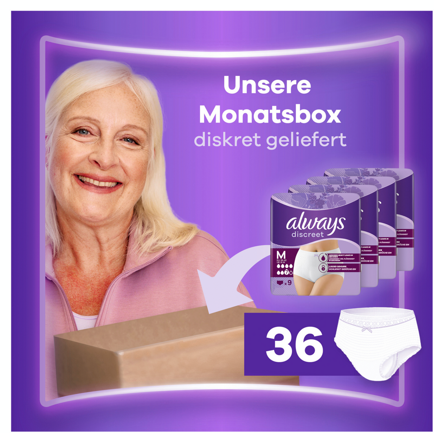 Always Discreet Inkontinenz-Höschen Plus Gr M (36 STK) Monatspaket