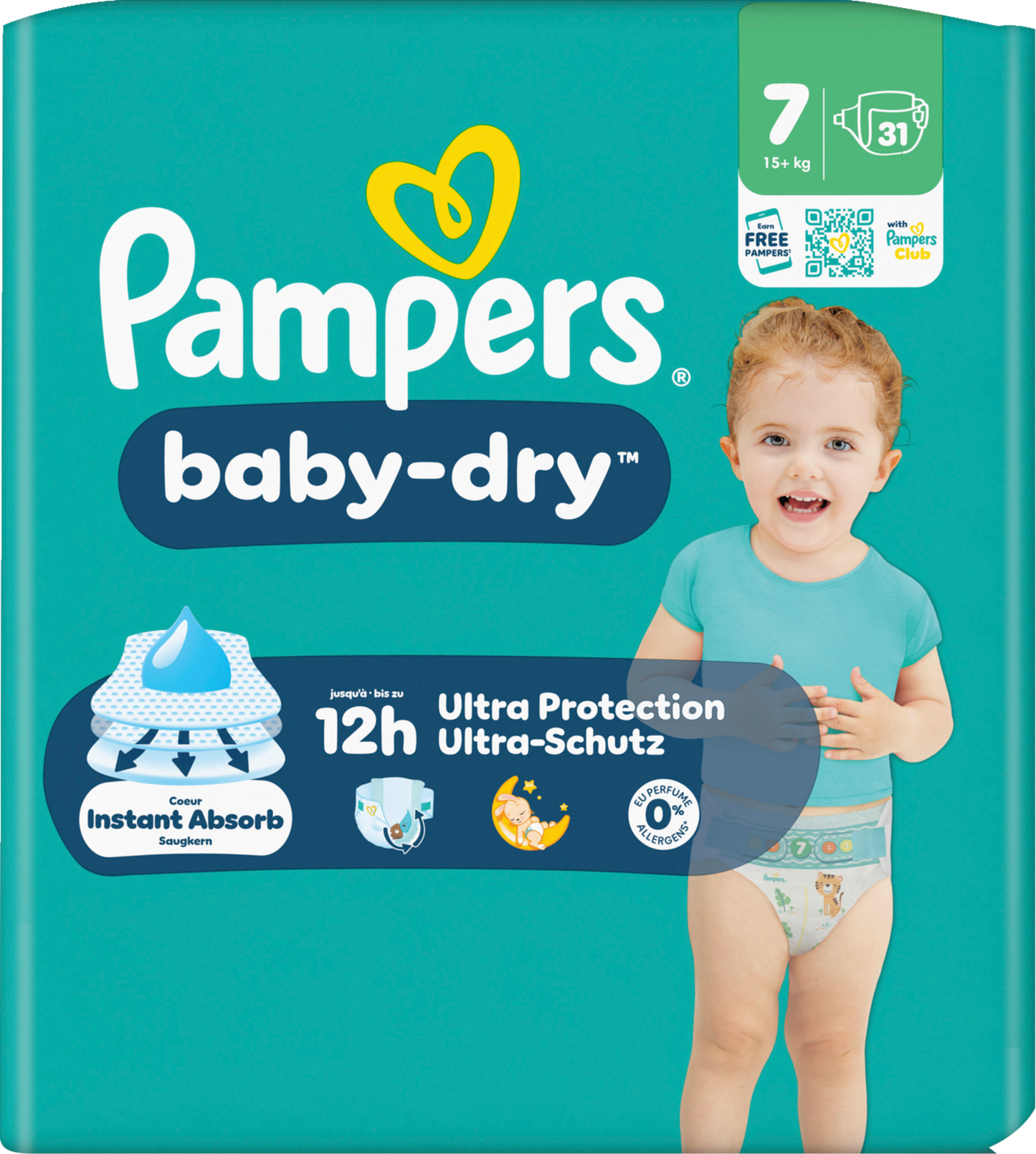 Pampers Baby-Dry Gr. 7 XXL 15+kg (4x31 STK)