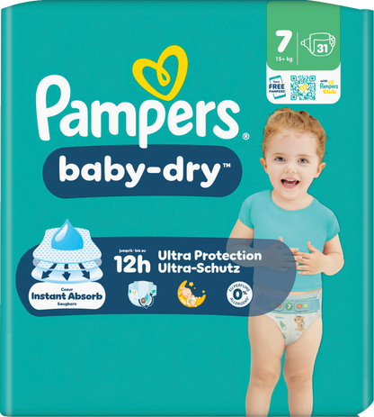 Pampers Baby-Dry Gr. 7 XXL 15+kg (4x31 STK)