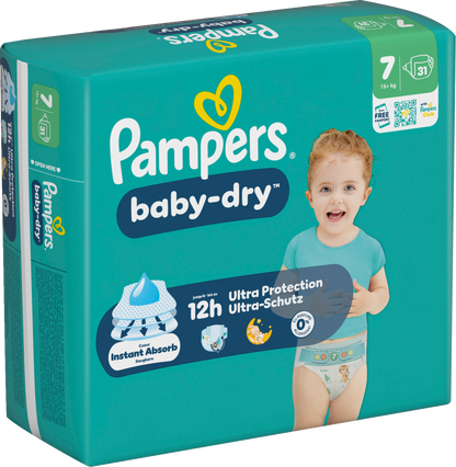 Pampers Baby-Dry Gr. 7 XXL 15+kg (4x31 STK)