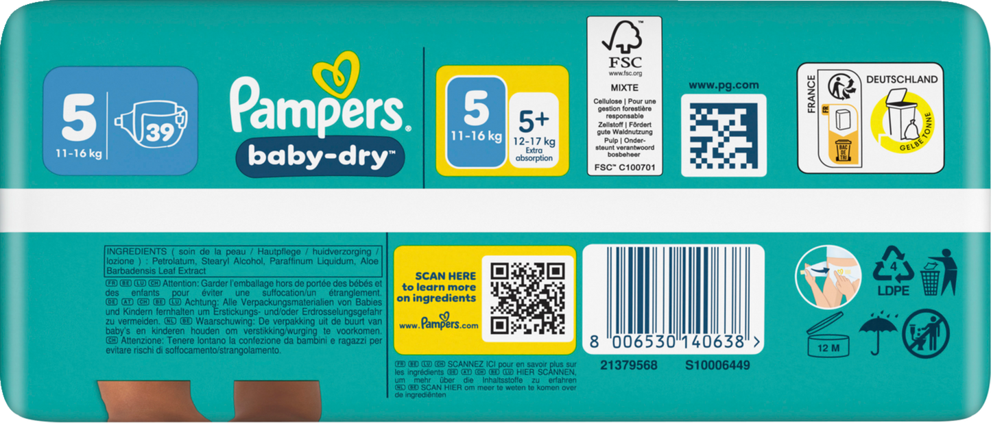 Pampers Baby-Dry T5 Junior 11-16kg (4x39 pz) 