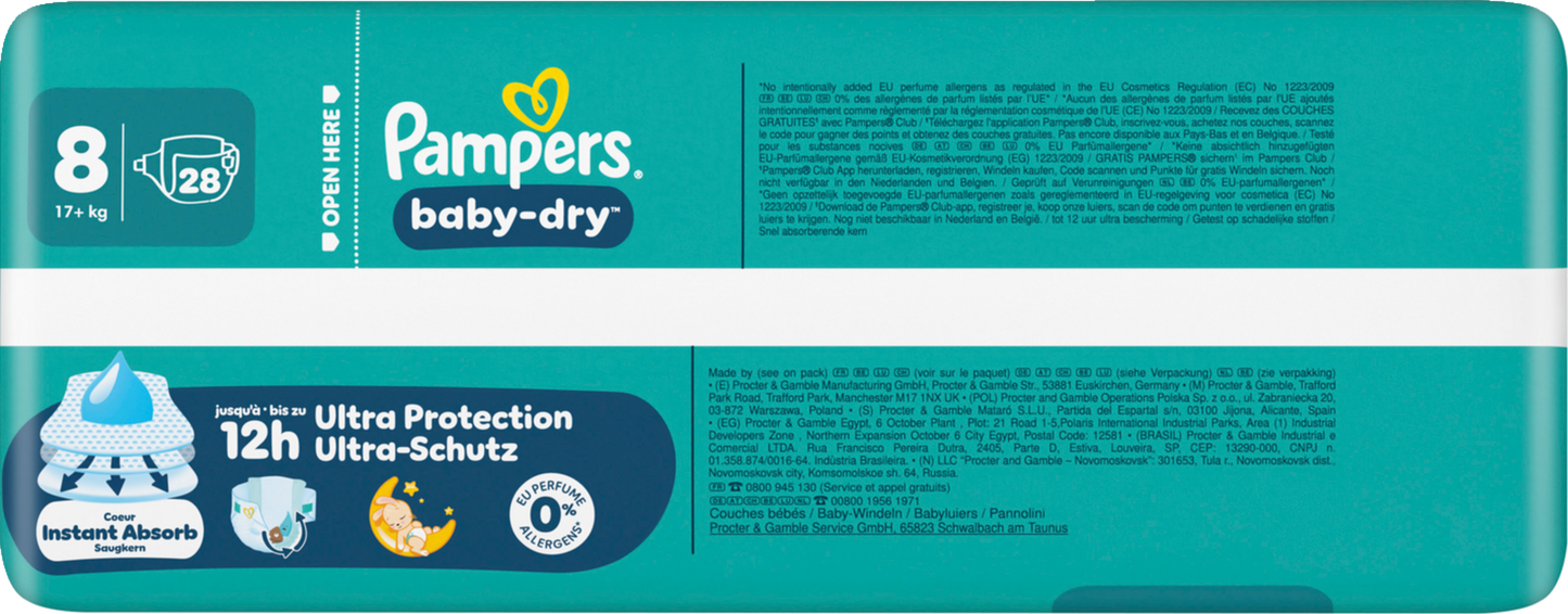 Pampers Baby Dry T8 XL Plus 17+ Kg (4x28 pces)