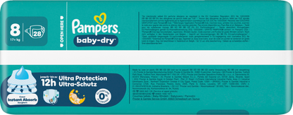 Pampers Baby Dry T8 XL Plus 17+ Kg (4x28 pces)