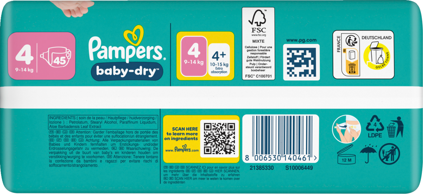 Pampers Baby-Dry T4 Maxi 9-14kg (4x45 pces)