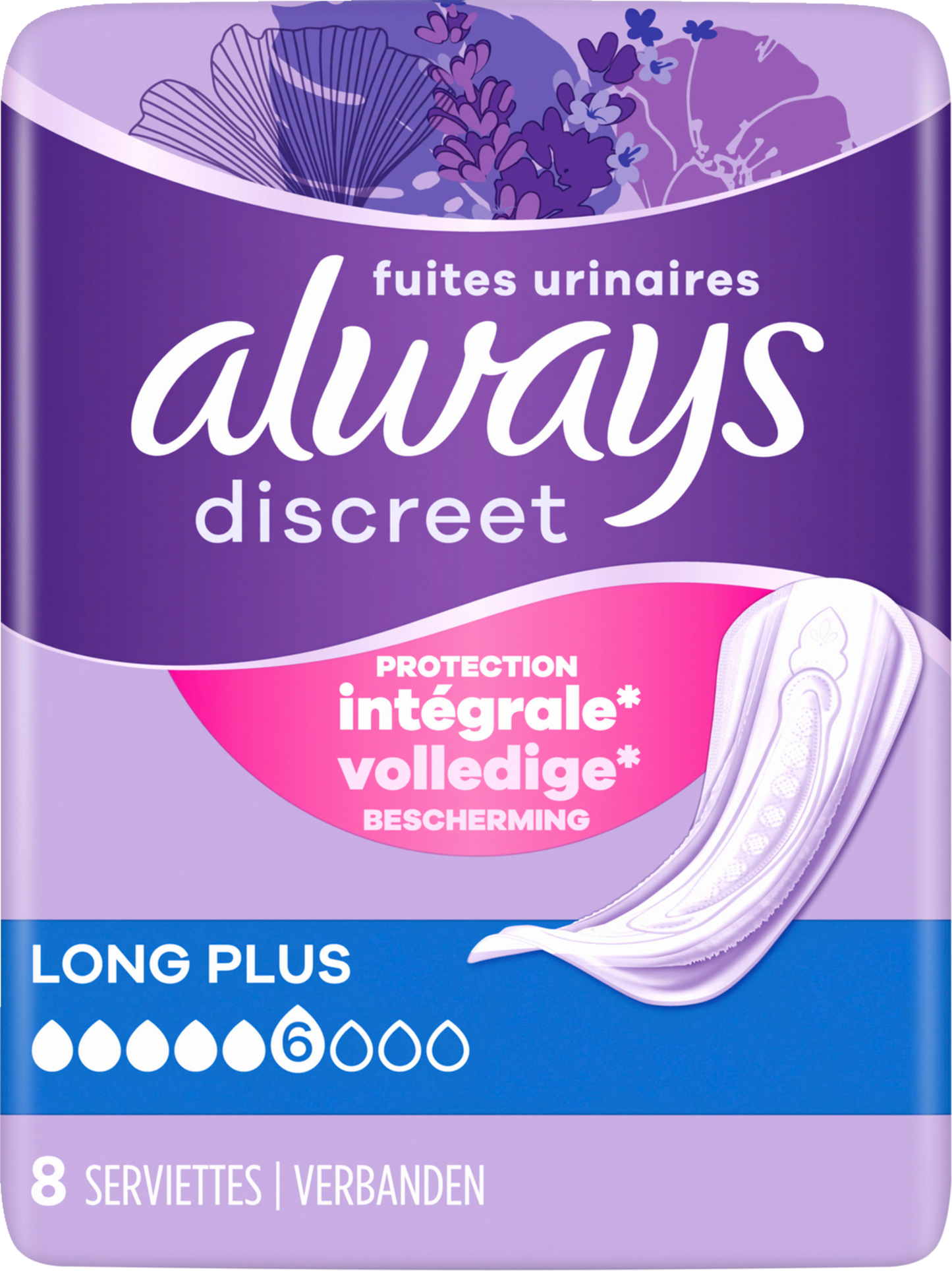 Always Discreet Inkontinenz-Einlagen Long Plus (64 STK) Monatspaket