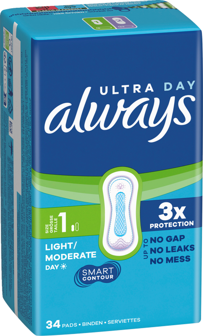 Always Ultra Normal Serviettes Hygiéniques Taille 1 (136 pces) Paquet mensuel