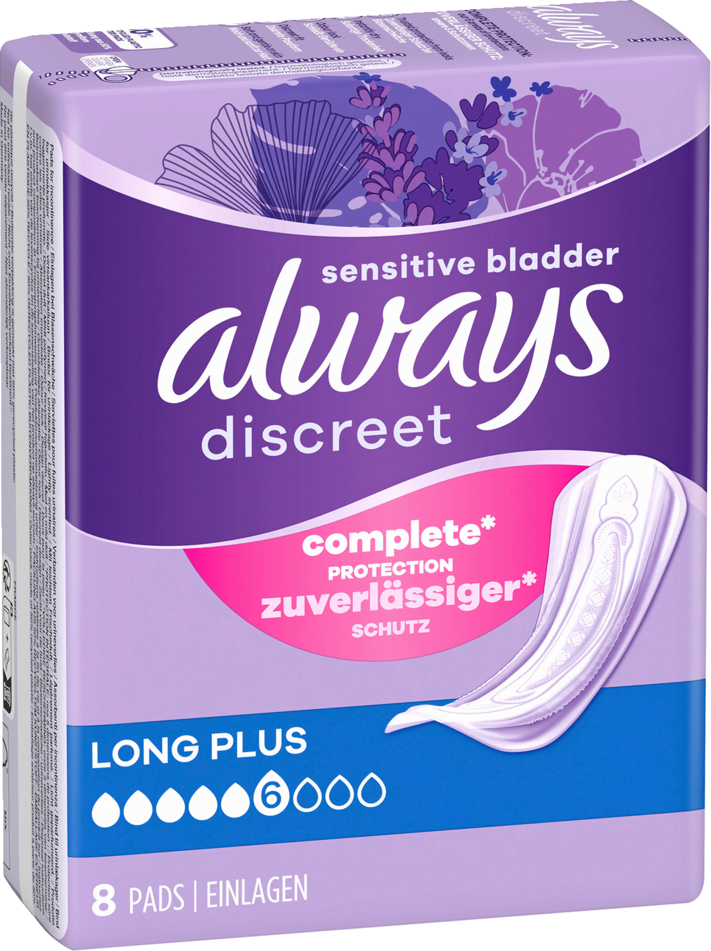 Always Discreet Inkontinenz-Einlagen Long Plus (64 STK) Monatspaket