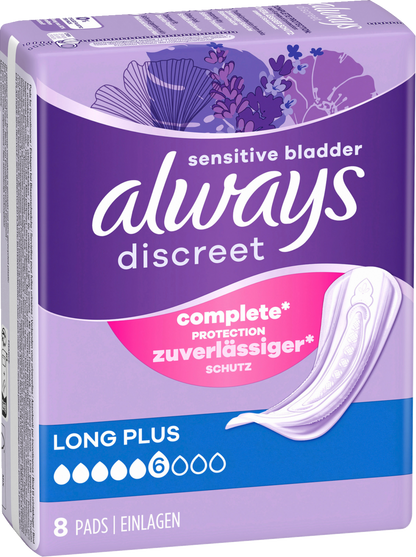 Always Discreet Inkontinenz-Einlagen Long Plus (64 STK) Monatspaket