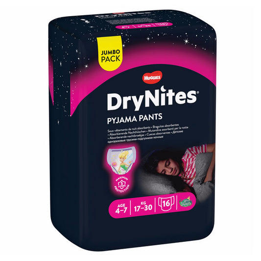 Huggies DryNites® Pyjama Pants Girl 4-7 Anni (17-30 kg) 16 pz
