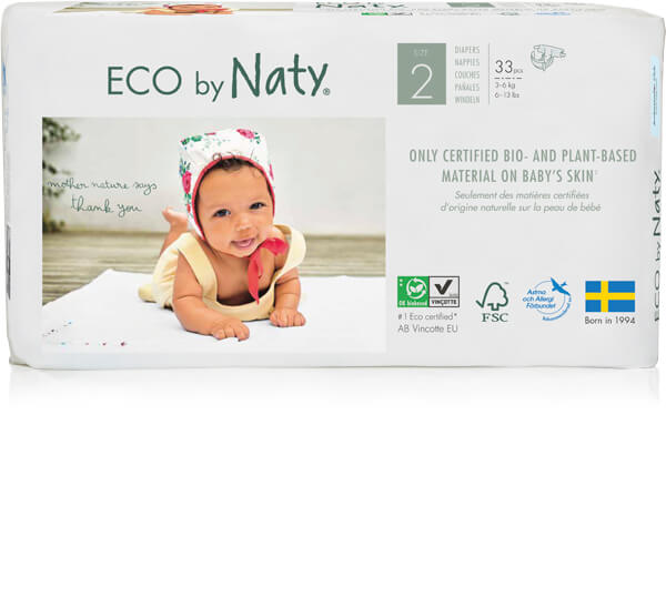 Naty Couches Écologiques T2 Mini (3-6kg) Carton (4 X 33 pces)