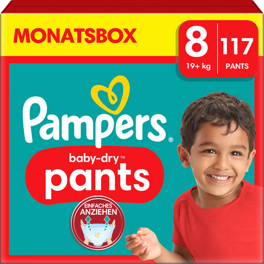 Pampers Baby-Dry PANTS Gr. 8 XXXL 19+kg (117 pces) Pack mensuel