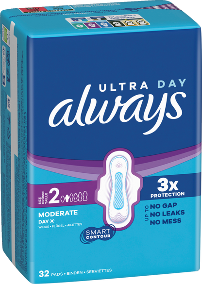 Always Ultra Damenbinden Long mit Flügeln Gr. 2 (96 STK) Monatspaket
