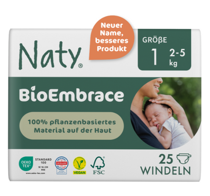 Naty BioEmbrace T1 Newborn (2-5kg) Sacchetto (25 pces)