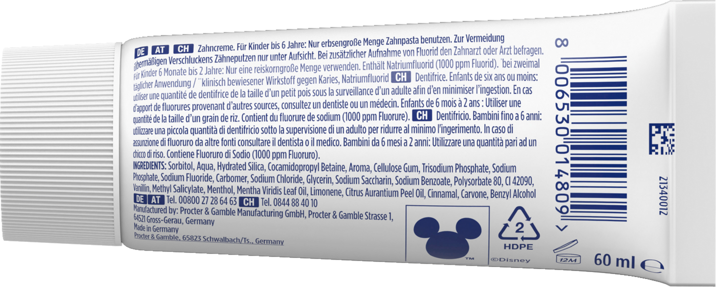 Oral-B Dentifrice pour les enfants - 0 à 6 ans (60 ml)