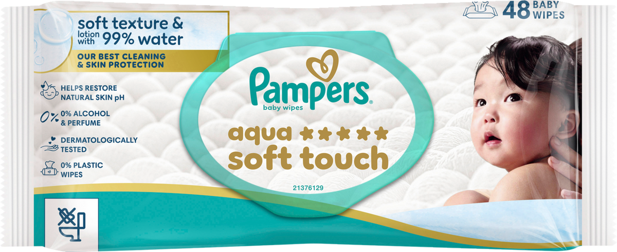 Lingettes Pampers Aqua Soft Touch (48 pces)