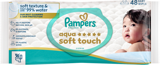 Pampers Aqua Soft Touch Baby-Feuchttücher (48 STK) Beutel