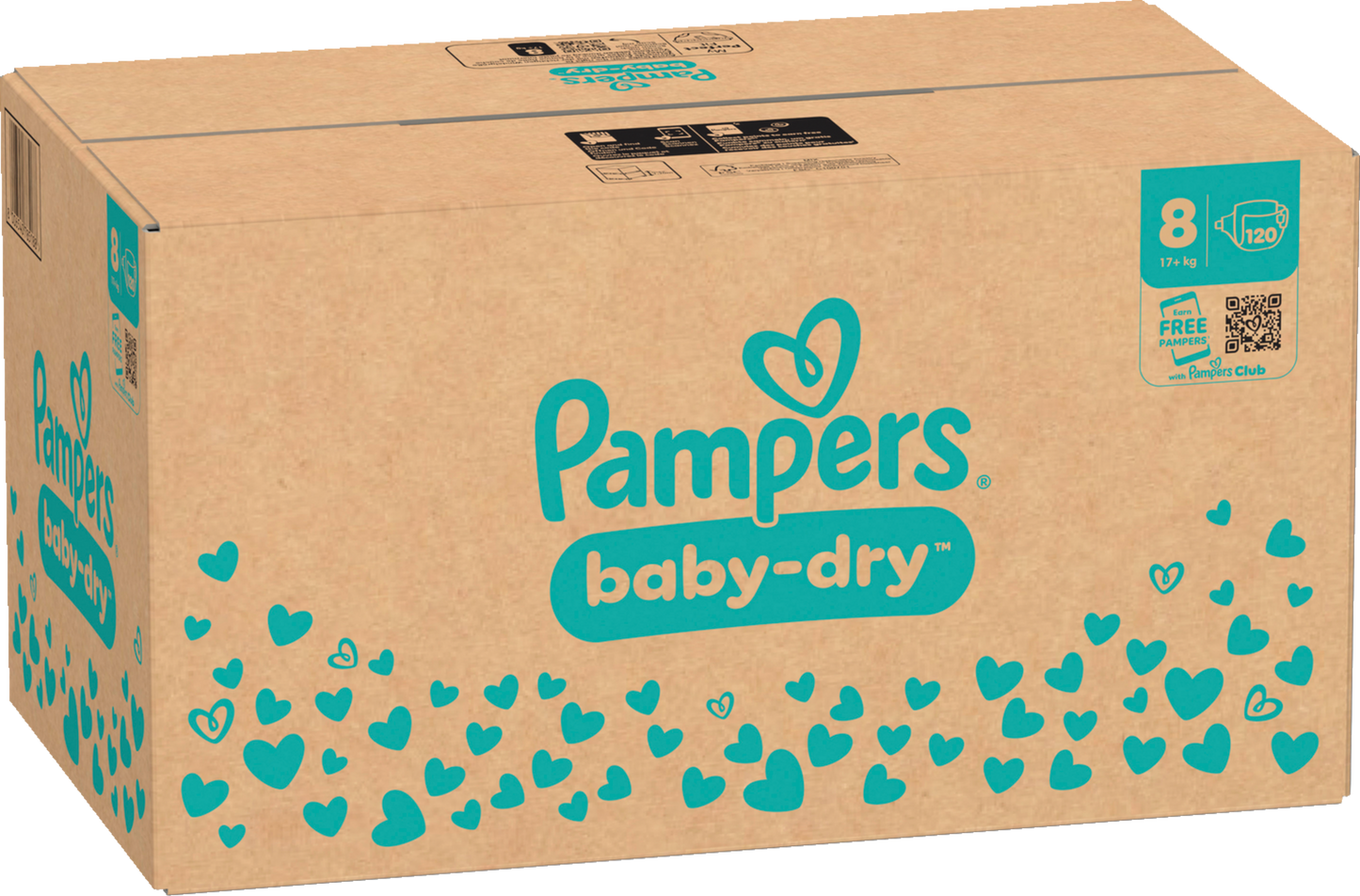 Pampers Baby-Dry T8 XXXL 17+kg (120 pz) Box