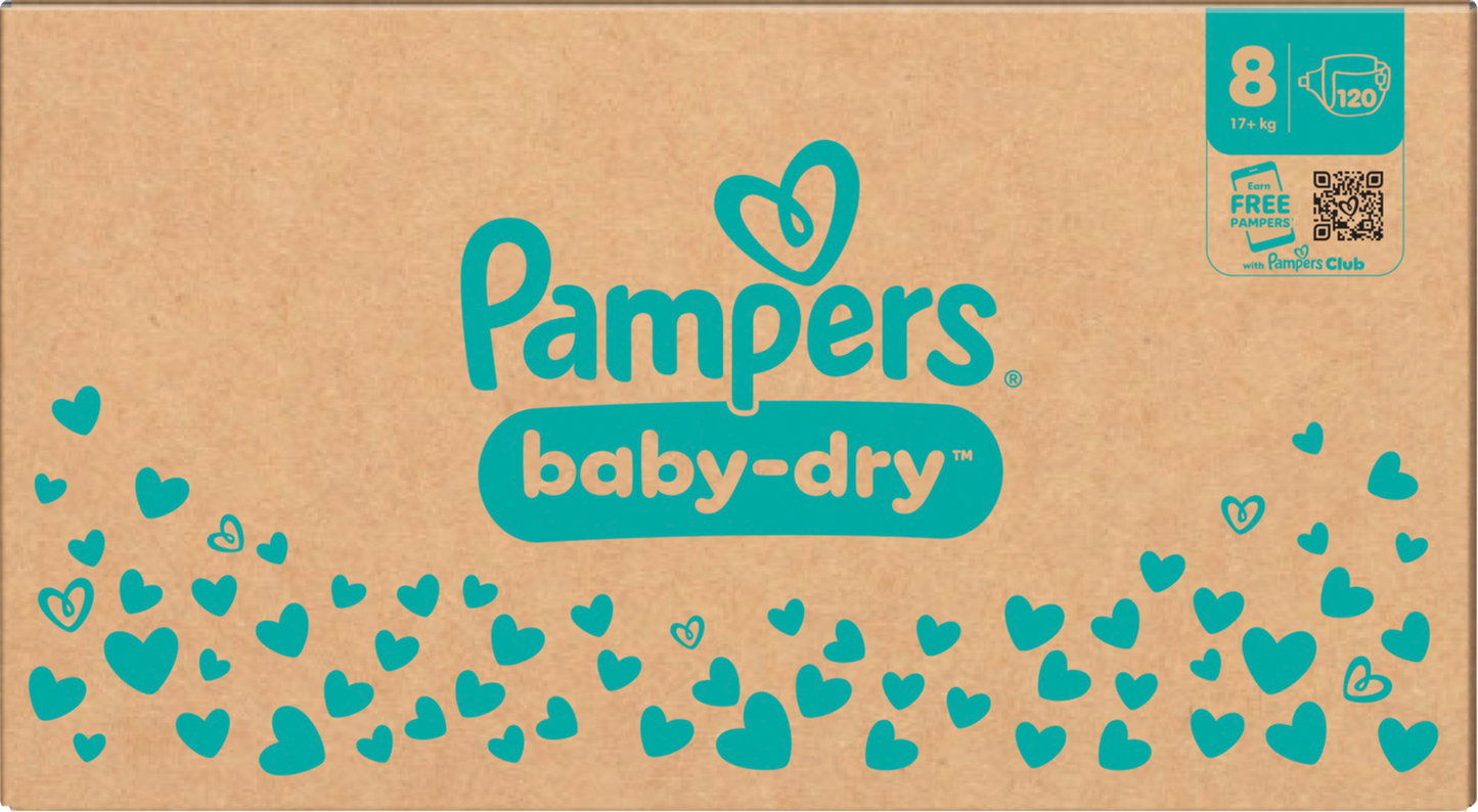 Pampers Baby-Dry T8 XXXL 17+kg (120 pz) Box