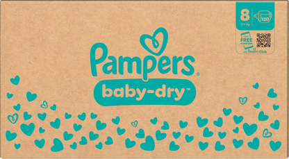 Pampers Baby-Dry T8 XXXL 17+kg (120 pz) Box