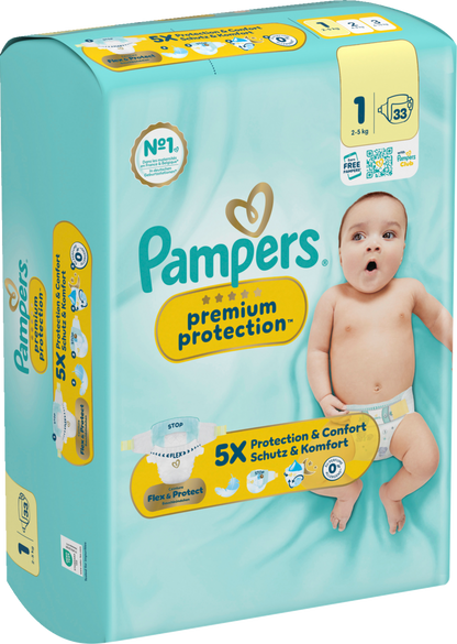Pampers Premium Protection T1  Newborn 2-5kg (4 x 33 pz)
