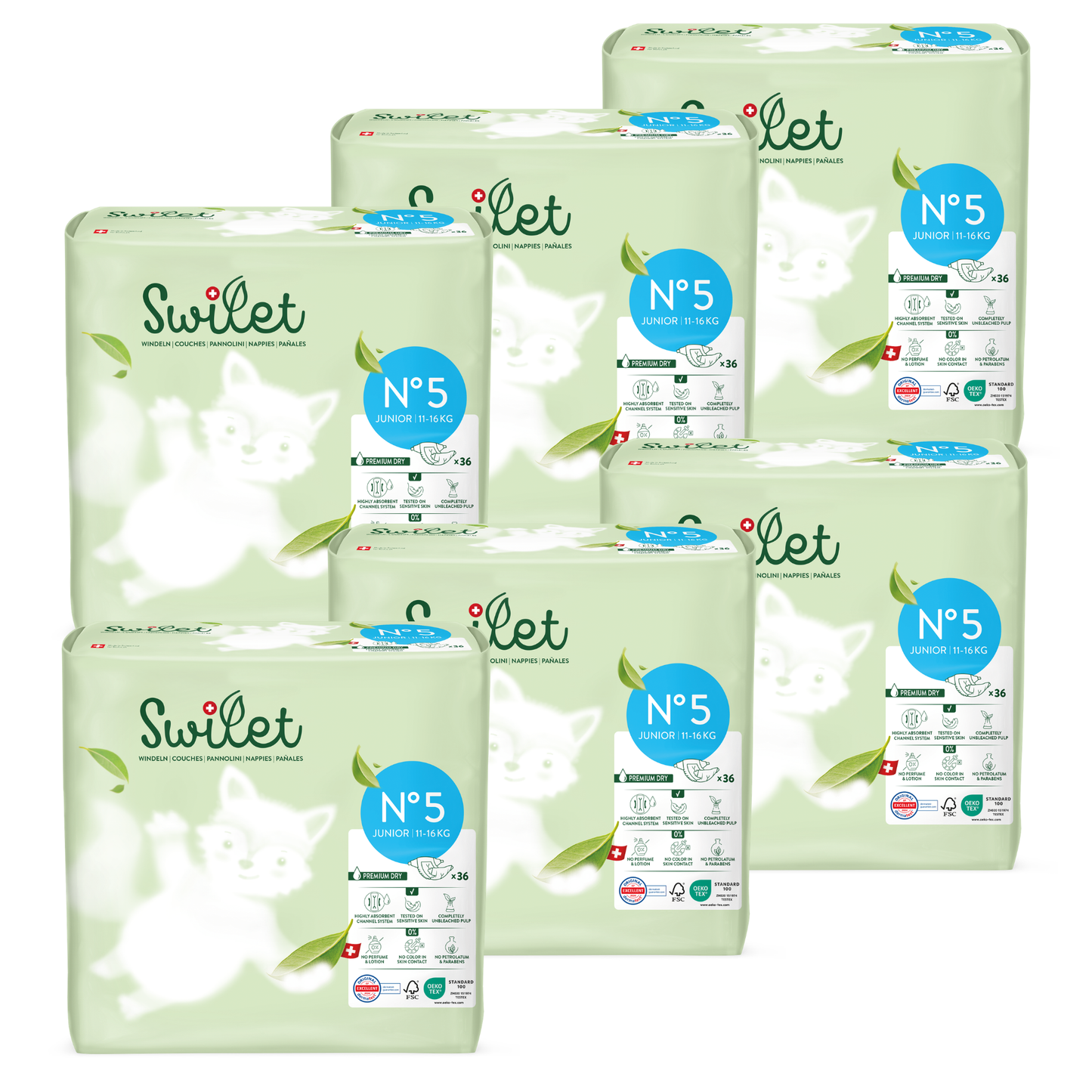 Swilet - Pannolino Bio T5 Junior 11-16Kg (6x 36 pz) Cartone