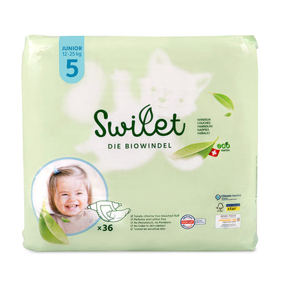 Swilet - La couche Écologiques  T5 Junior 12-25Kg (12x 36 pces) Carton Double 